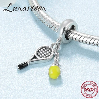 

925 Sterling Silver Love sports tennis and rackets pendants Beads Fit Original Charms europeu 925 Bracelet Jewelry making
