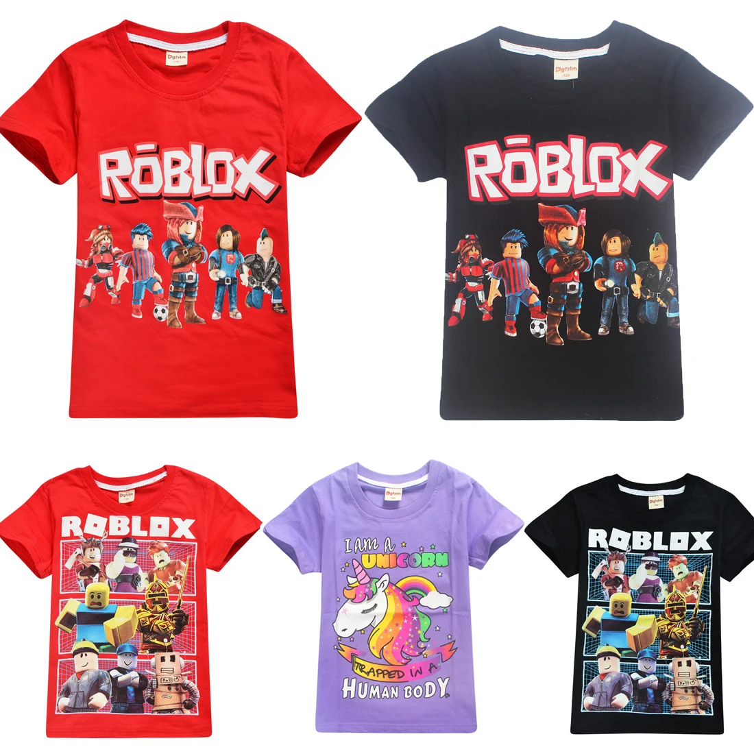 

ROBLOX Cute Unicorn Face Design Children Funny Tshirt Baby Boys Girls Harajuku Summer Black Ninjago T-shirt Kids Cartoon Clothes