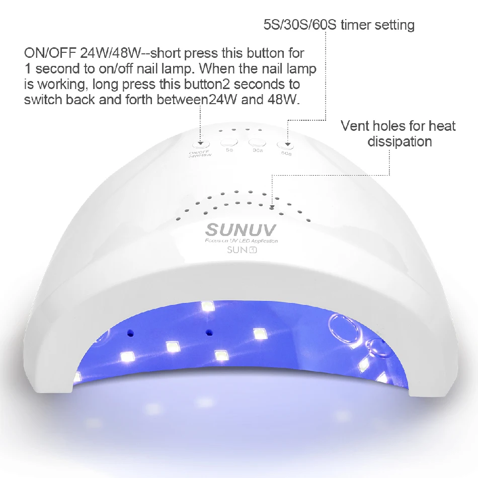 SUNUV Sunone УФ-лампа для ногтей led лампа для сушки гель лака 24 Вт/48 Вт сушилка ногтей для УФ-светодиодный гель-машинка отверждения всех гель-лаков лак гель uv led лампа инфракрасный датчик для маникюра и педикюра