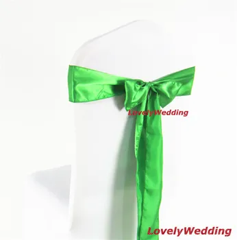 

Free shipping--100pcs Emerald Green hunter green Wedding Chair Bow Tie Satin Chair Sash For Banquet