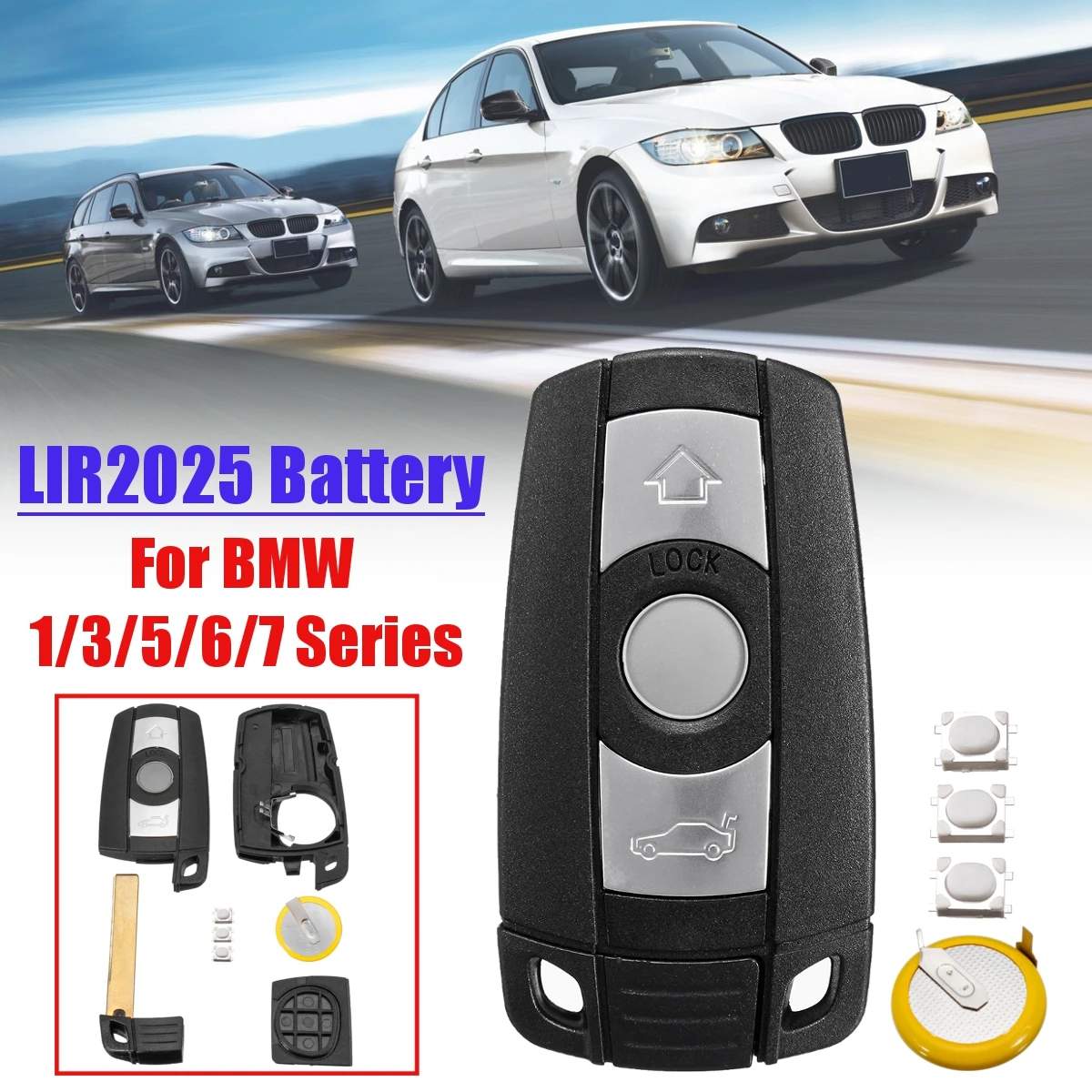 

With Blade Button Battery Remote 3 Button Car Key Shell Case Styling Cover Trim For BMW 1/3/5/6/7Series E90 E92 E93 E60 E61 X5X6