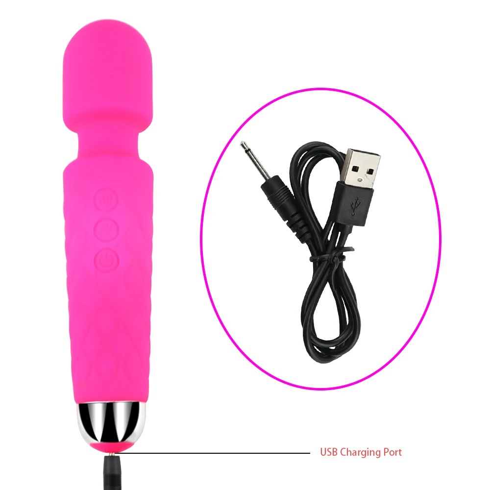 Adjustable Speed AV Magic Wand Massager Vibrator G spot Clitoris stimulator Sex toy for for Woman USB Rechargeable