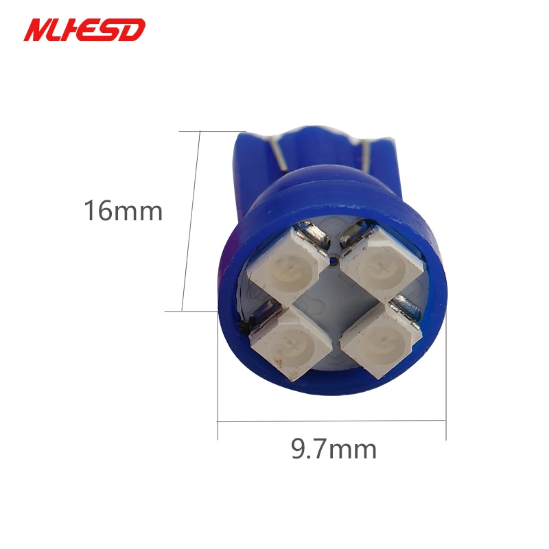 1000 шт. T10 4SMD Автомобильный светодиодный 1210 3528 клиновидный свет DC12v W5W 4 авто