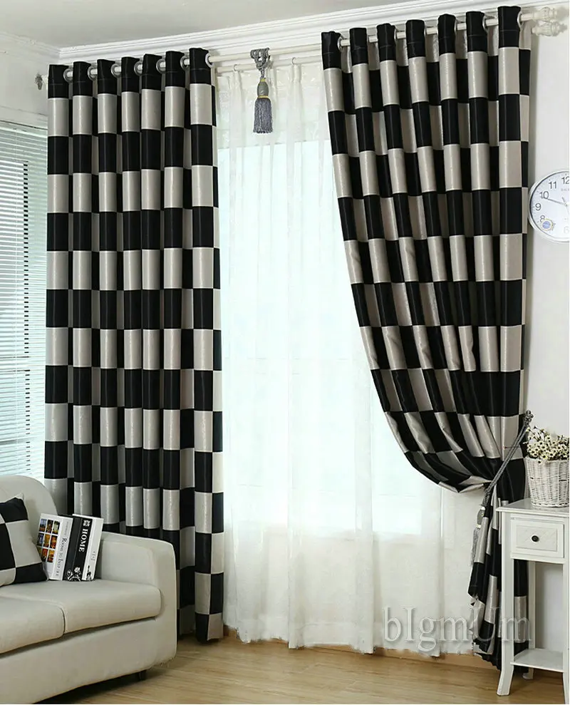 Online kopen wholesale zwart plaid gordijnen uit china zwart plaid ...
