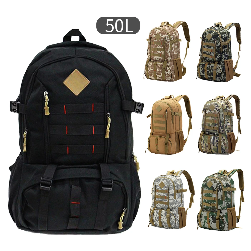 

1pc 50L Outdoor Tactical Backpack Nylon Waterproof Hiking Hunting Backpack Tourist Rucksack Sport Large-capacity Men Bag