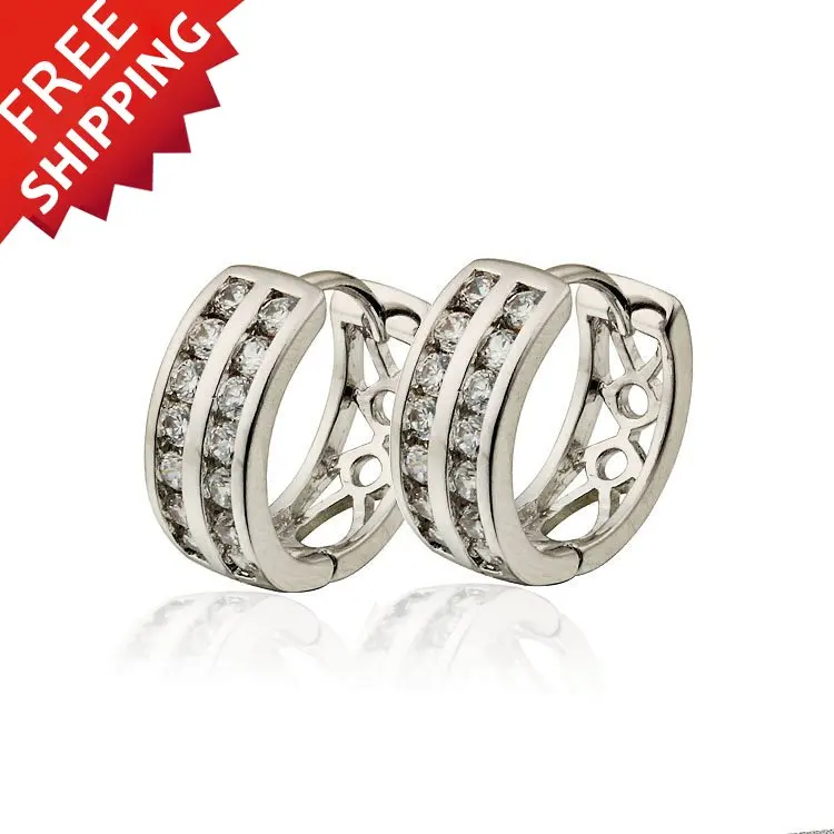 

CC Hoop Earrings For Women Bijoux Christmas Gift,Zircon Crystal Ear Cuff Brincos Earring Fashion Jewelry Set Free Shipping EW-62