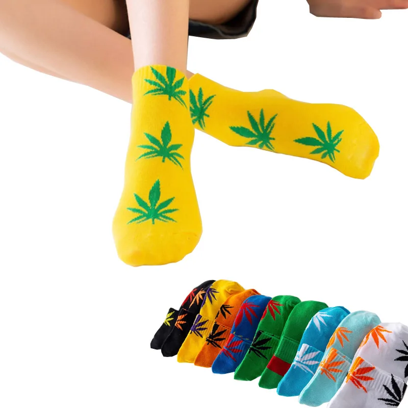 

women Socks Maple leaf Socks Spring Summer Autumn Cotton Casual Short Socks Fashion Weed Harajuku hemp Quality Cotton Socks