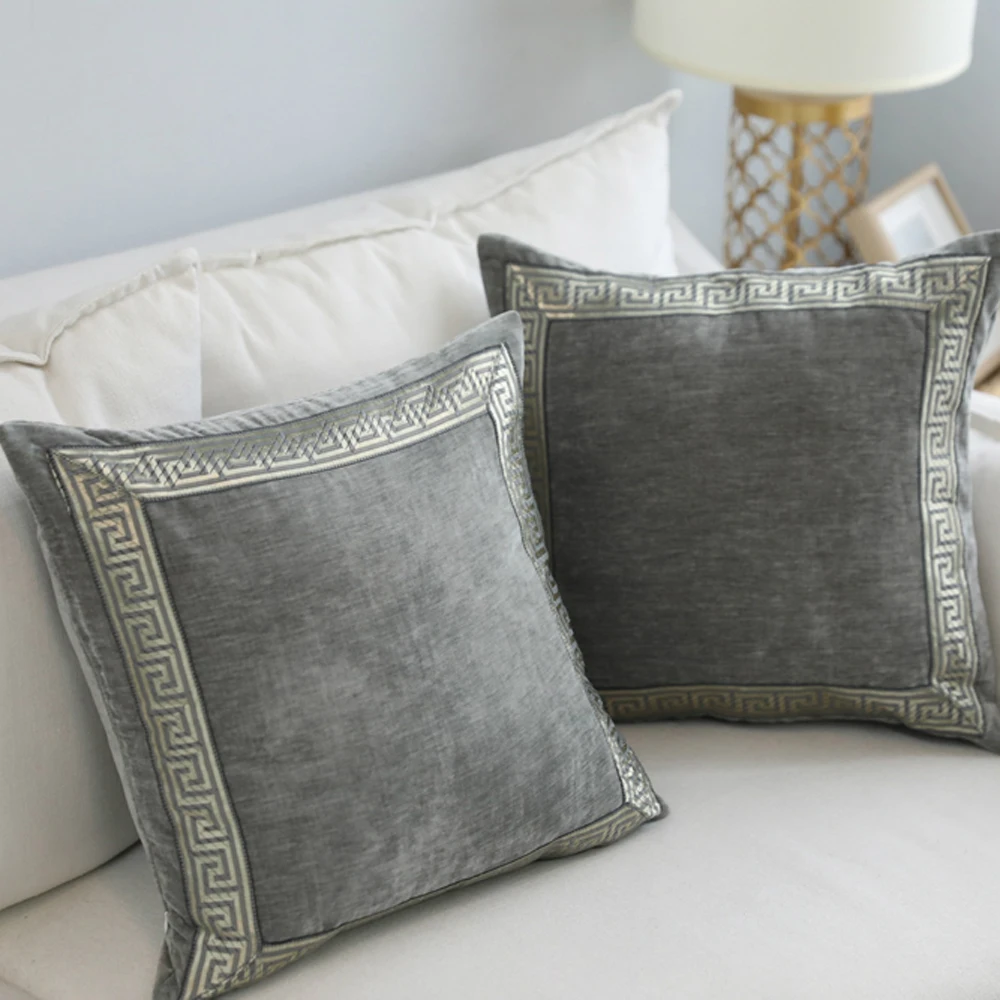 Essie Home роскошные классические темно-серый синель бархатная Наволочка на подушку наволочка для подушки с вышивкой