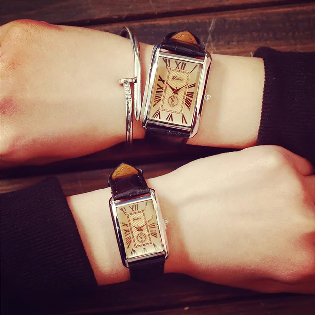Top Luxury Brand Rectangular Dial Genuine Leather Lovers Watches Women Men Casua Top Luxury Brand Rectangular Dial Genuine Leather Lovers Watches Women Men Casua