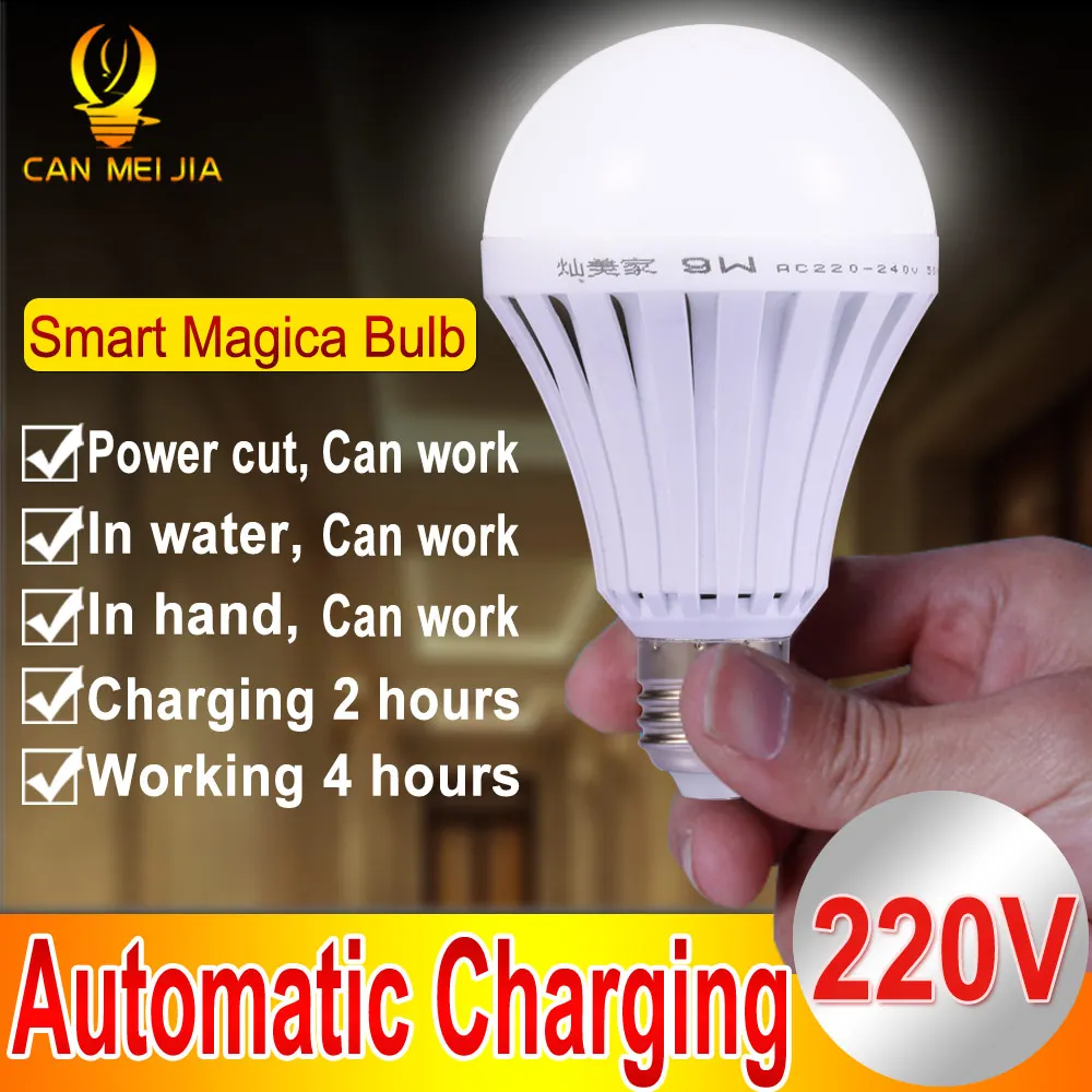 Beste Magical E27 LED Lampen 5 W 7 W 9 W 12 W B22 Noodverlichting E27 Led Lamp Oplaadbare Verlichting Lamp 220 V Bombillas Leds Licht