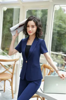 

Elegant Navy Blue Professional Blazers Suits 2 Piece With Jackets And Pants For Women Business Pants Suits Ladies Pantsuits