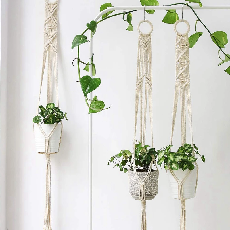 Macrame Plant Hanger Set Of 3 Indoor Wall Hanging Planter Basket Flower Pot Holder Boho Home Decor Boho Hanging Planter