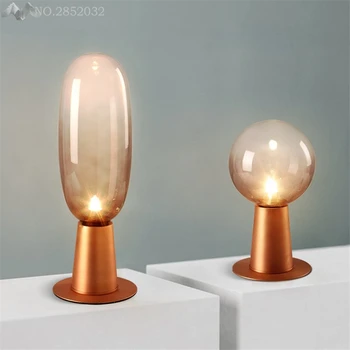 

American creative glass ball table lights iron desk lamps for living room bedroom bedside office indoor home lighting fixtures