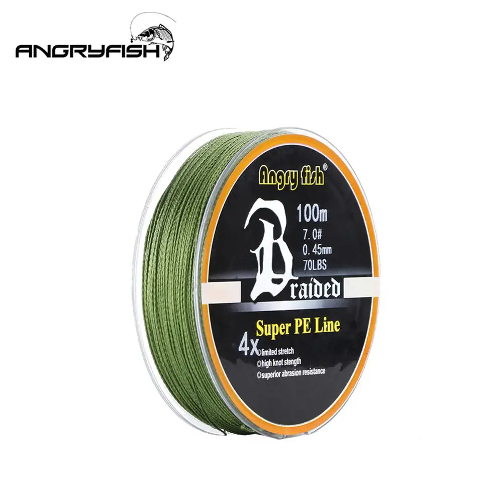 Hobbyline ANGRYFISH диоминированная PE леска, 4 нити, плетеная леска, плетеная 100 м/109yds, супер прочная леска, 10лб-80lb