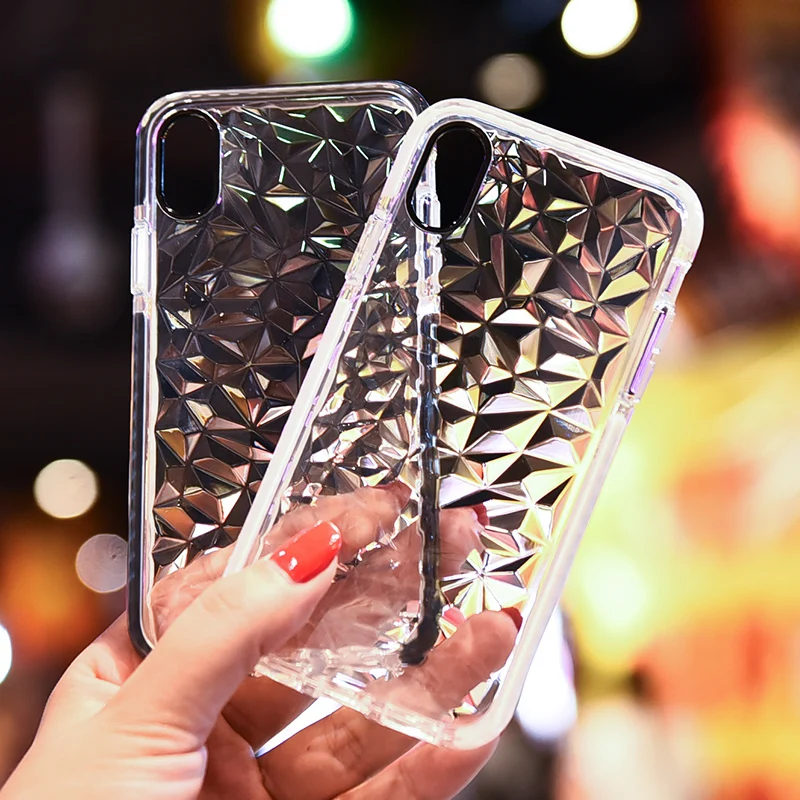 

Diamond pattern silicone case for iphone xr 6.1" capa capinha funda hoesje coque dual color tpu cover etui tok kryt carcasas
