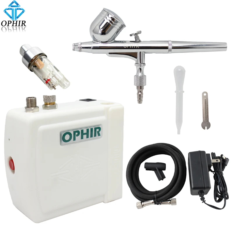 OPHIR Mini Airbrush Kit with Air Compressor for Cake Decorating Hobby Art Painting Dual Action Airbrush Gun_AC003W+AC004A+AC011 OPHIR Mini Airbrush Kit with Air Compressor for Cake Decorating Hobby Art Painting Dual Action Airbrush Gun_AC003W+AC004A+AC011