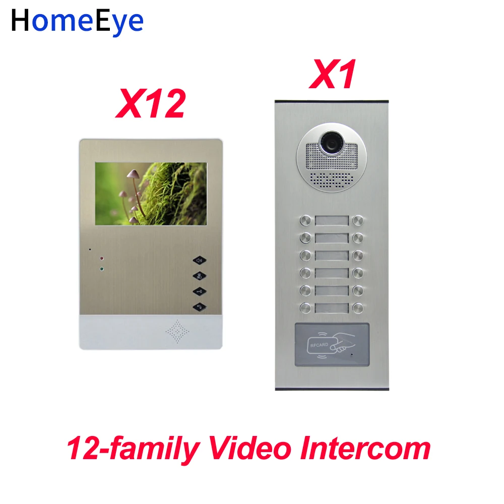 HomeEye 4.3'' LTD 4-Wire Multi-family Multi Apartments Video Door Phone Intercom 12 Family Door Bell Home Access Control System HomeEye 4.3'' LTD 4-Wire Multi-family Multi Apartments Video Door Phone Intercom 12 Family Door Bell Home Access Control System