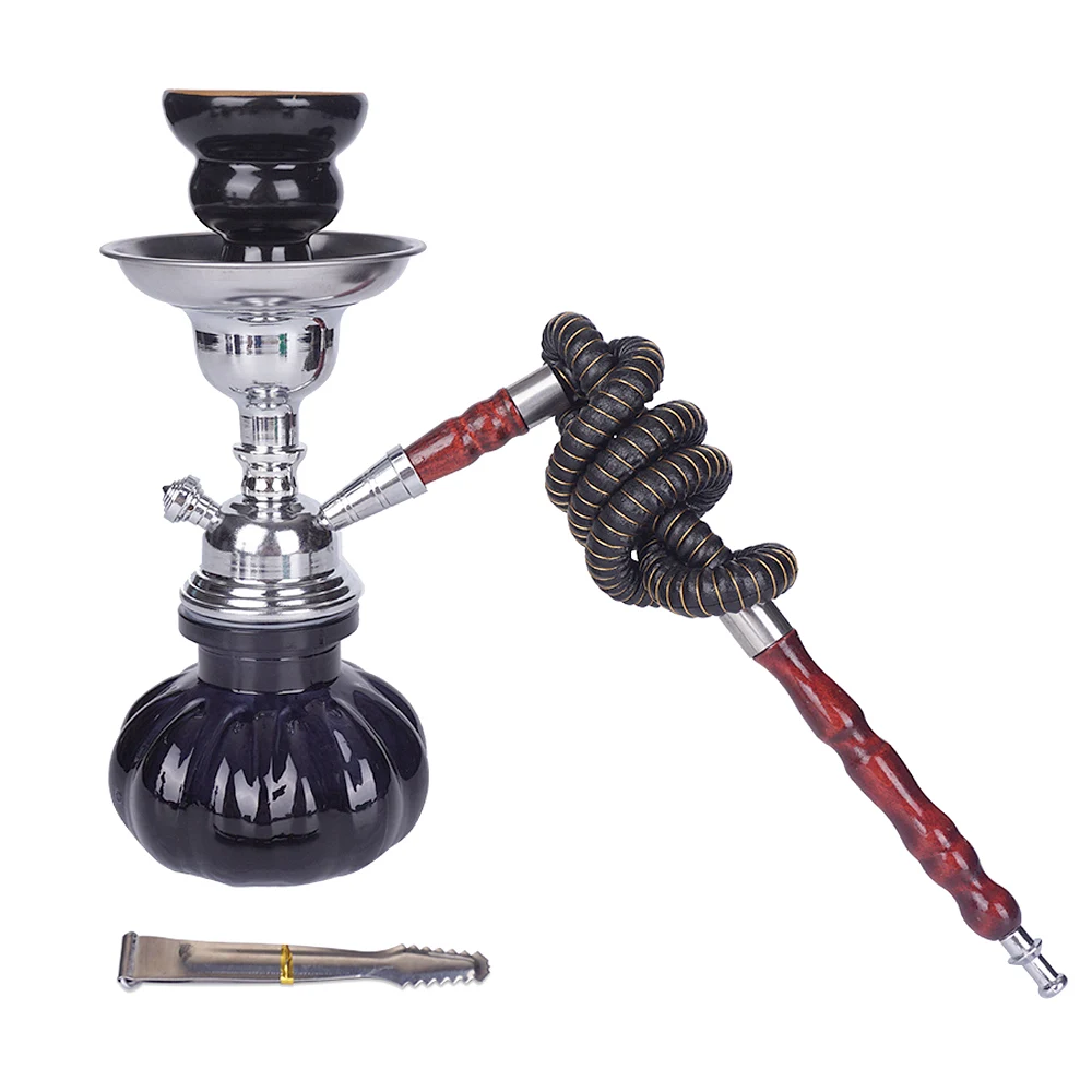 Mini Portable Black Shisha Hookah Pipe Set with Synthetic Leather Hose