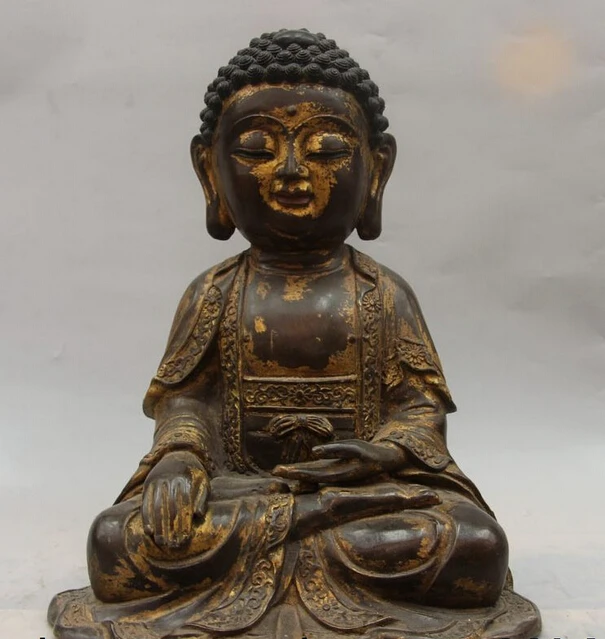 

USPS to USA S1047 15 Tibet Buddhism Temple Bronze Copper Rulai Tathagata Buddha Amitabha Statue (B0328)