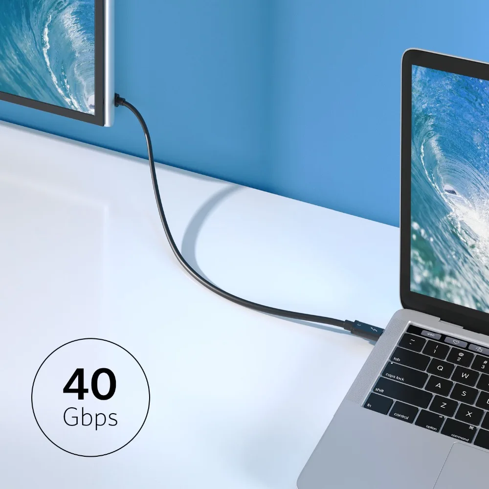 Кабель Anker Thunderbolt 3,0 USB-C до C 1,6 футов, 40 Гбит/с, совместим с USB 3,1 Gen 1/2, идеально подходит для MacBook type-C