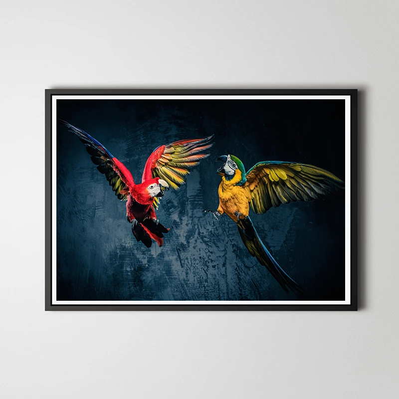 

Parrot Prints Color Birds Wall Art Jungalow Style Decorative Canvas Poster Parrots Picture Artwork BedRoom Decor No Frame