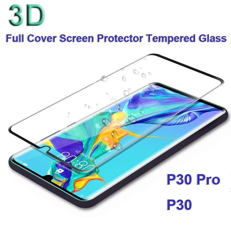 3D Full Cover Screen Protector for Huawei P30 Pro HD Tempered Glass Body Protective Film Black | Мобильные телефоны и