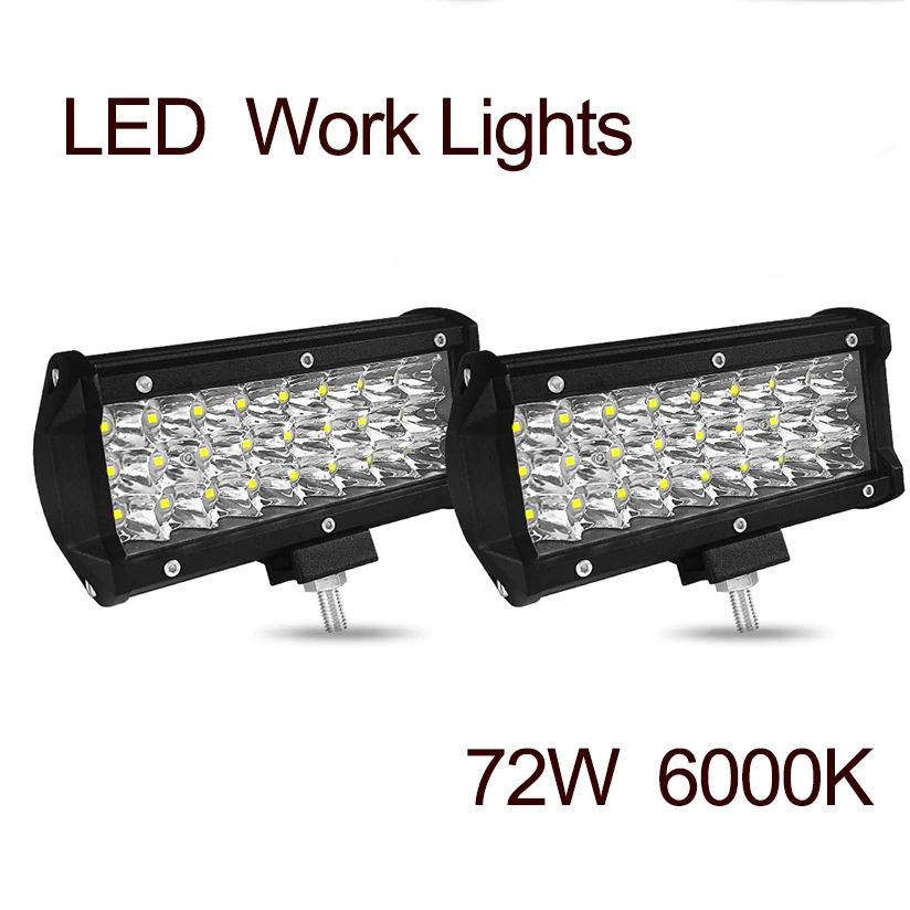 1pair Car Work Driving Lamp 12v 7200lm Auxiliary Driving