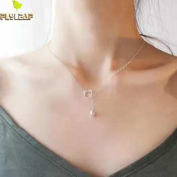 

Flyleaf 100% 925 Sterling Silver Hollow Bells Cat Necklaces & Pendants For Women Cute Style Choker Jewelry