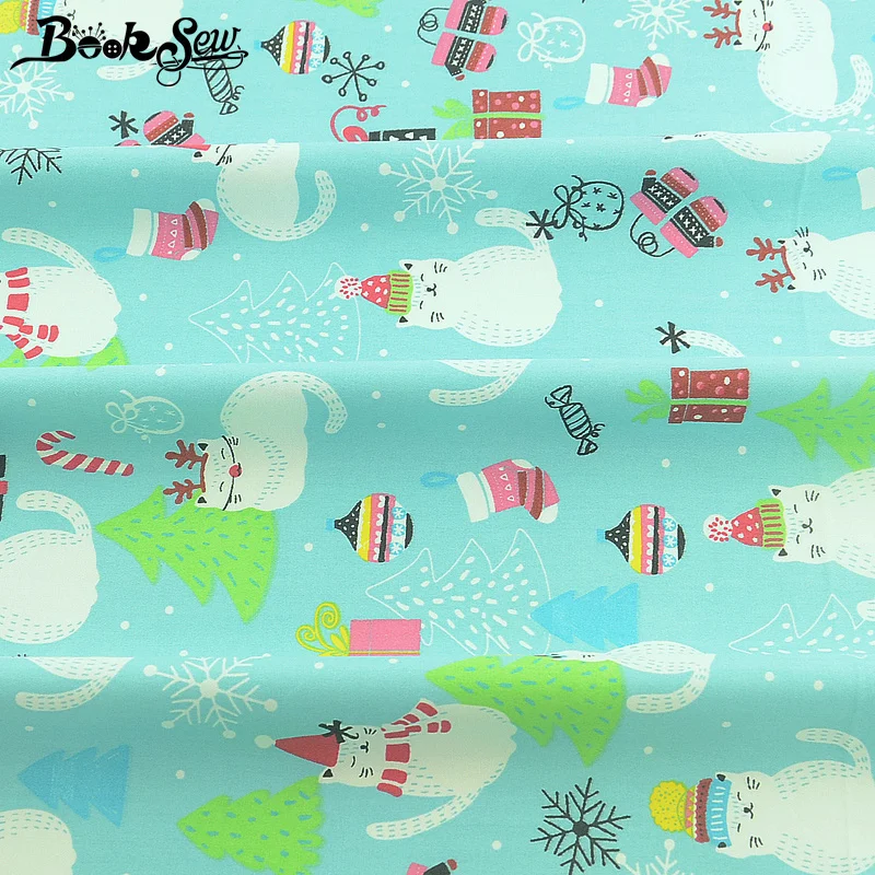 Booksew синий 100% хлопок саржевая ткань с принтом снеговика Рождественская швейная