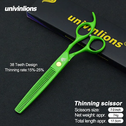 green dense teeth Univinlions " ножницы для стрижки собак Ножницы для собак Ножницы Для Стрижки животных и кошек ножницы для утончения собак изогнутые ножницы набор инструментов - Цвет: green dense teeth