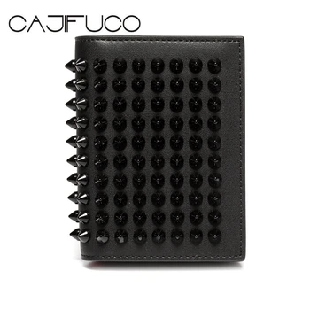 

CAJIFUCO Fashion Card Holder Wallet Card Wallet Genuine Leather Mens Credit Card Holder Metal Coin Card Purse Women Porte Carte