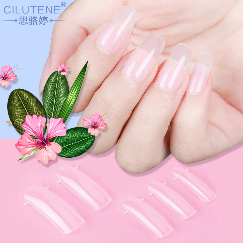 

100pcs Jelly Poly Gel False Nail Tips Model Form for Full Cover UV GEL Acrylic Nail Art Mold Fake Nails Extension Transparent