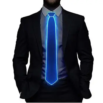 

noroomaknet Men Glowing Tie Voice Control EL Wire LED Luminous Party Halloween Luminous Light Up Decoration DJ Bar Stage Prop