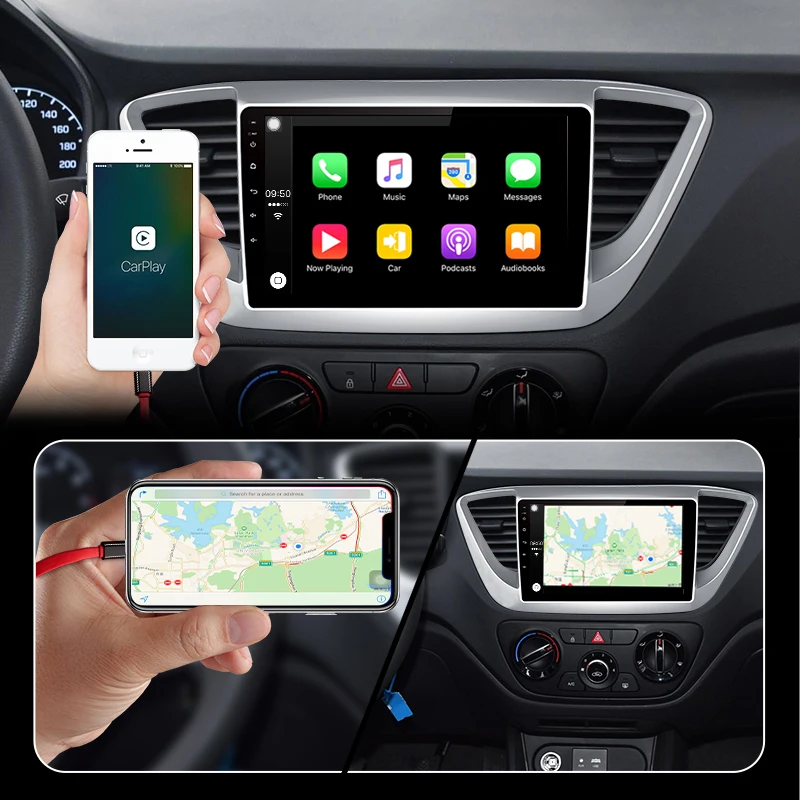 Best Junsun V1pro 4G+64G CarPlay Android 9.0 DSP For Hyundai Solaris Verna 2017 2018 Car Radio Multimedia Navigation GPS RDS 2 din 3