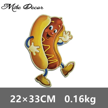 

[ Mike Decor ] Cute Hot Dog Mural Painting Vintage Gift Irregular Metal Plaque Wall Home Hotel decor YF-5