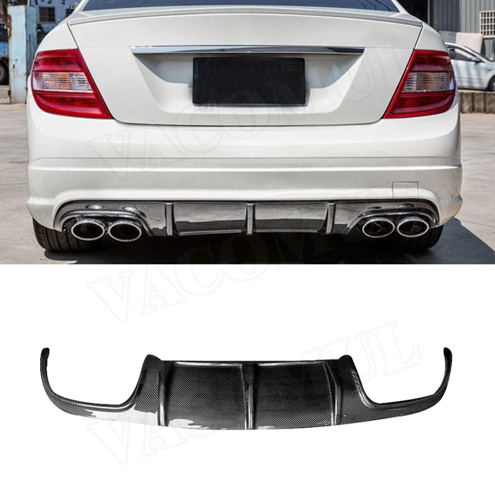 Car For W204 Carbon Fiber Rear Bumper Diffuser Lip Spoiler For Mercedes