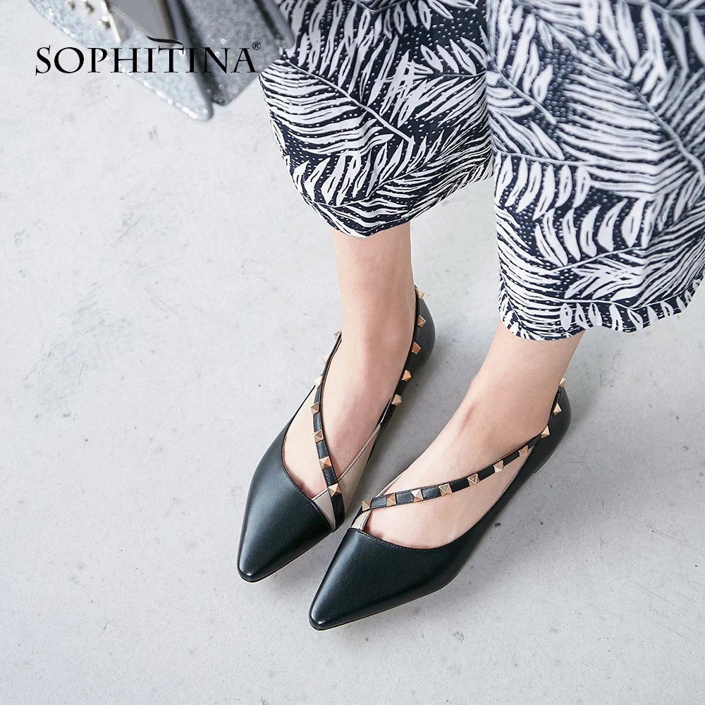 Женские туфли с острым носком SOPHITINA весенне осенние повседневные лодочки на