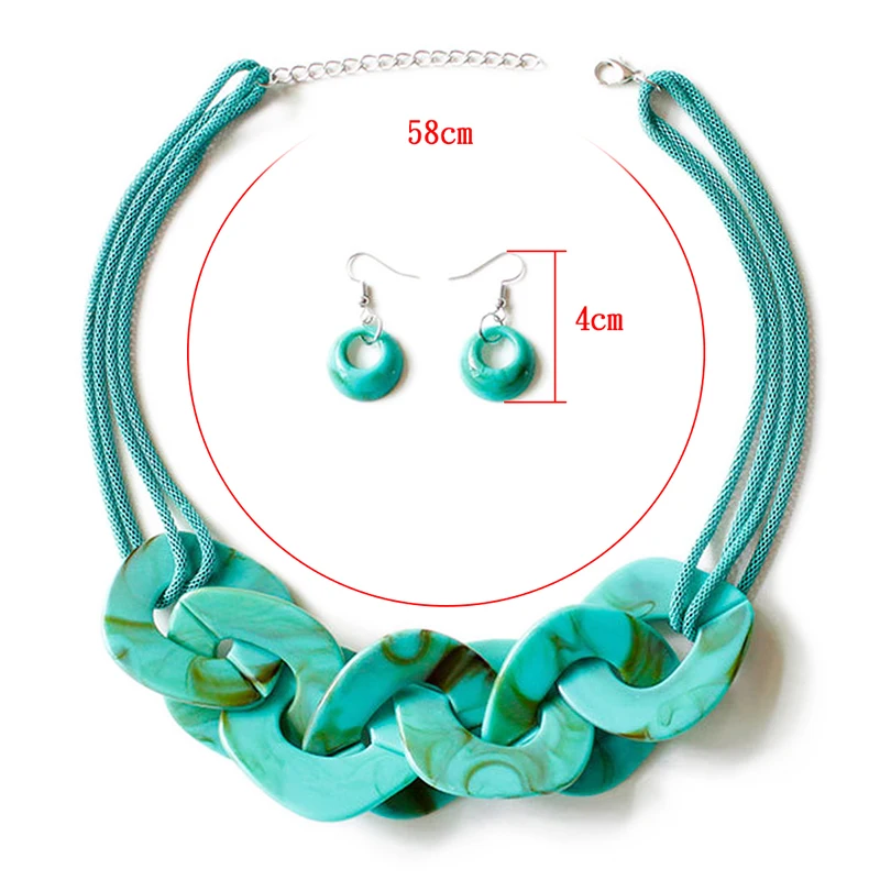 Acrylic Big Earrings Pendant Jewelry Set For Lady Women Fashion Wedding Jewelry Set New 6 Colors