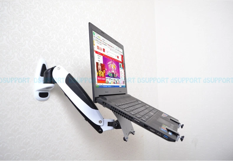 Gas Spring Wall Mount Laptop Holder Arm Aluminum Alloy Full Motion 10 17 inch Laptop Mount