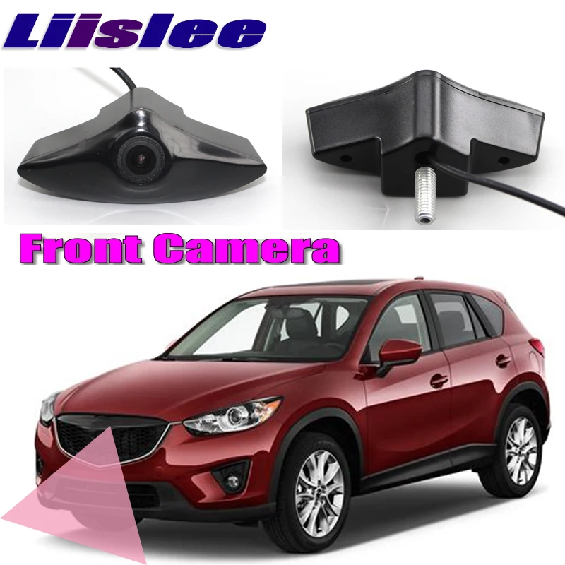 LiisLee Автомобильная фронтальная камера для Mazda CX-5 CX5 KE 2012- с капюшоном, сетка, логотип, решетка, камера, ручная работа, управление каналом, фронтальная камера