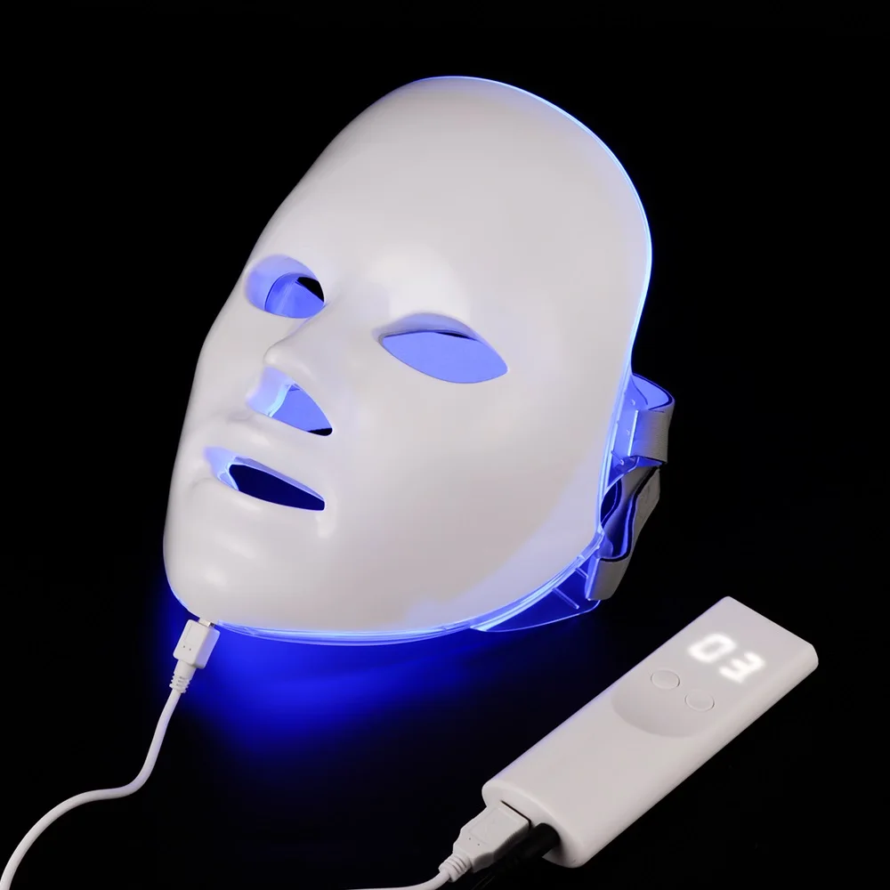 7 цветов светильник светодиодный маска для лица Омоложение кожи уход за лицом Лечение Красота анти акне светильник терапия отбеливающий инструмент