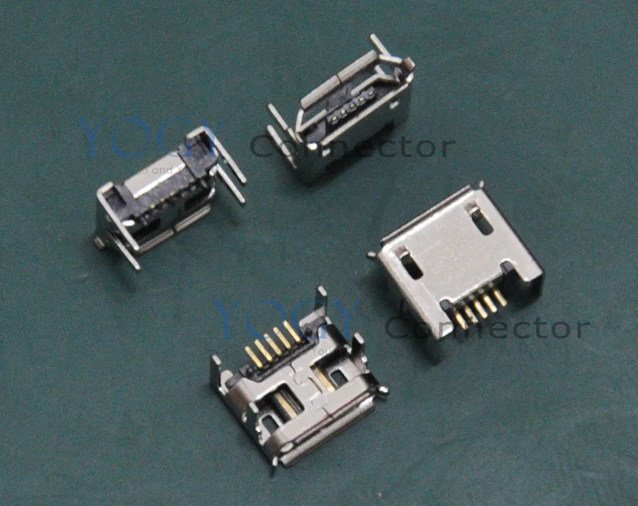 

(100 pcs/lot) Female Micro USB Connectors jack, 5 pin length 1.5mm, 4 Fixed feet DIP fit for Phone, Mobile Power, HDD