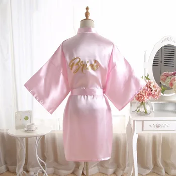 

Silk Bridesmaid Bride Robe Sexy Women Short Satin Wedding Kimono Robes Maid Of Honor Mother Of The Bride Sleepwear Nightgown