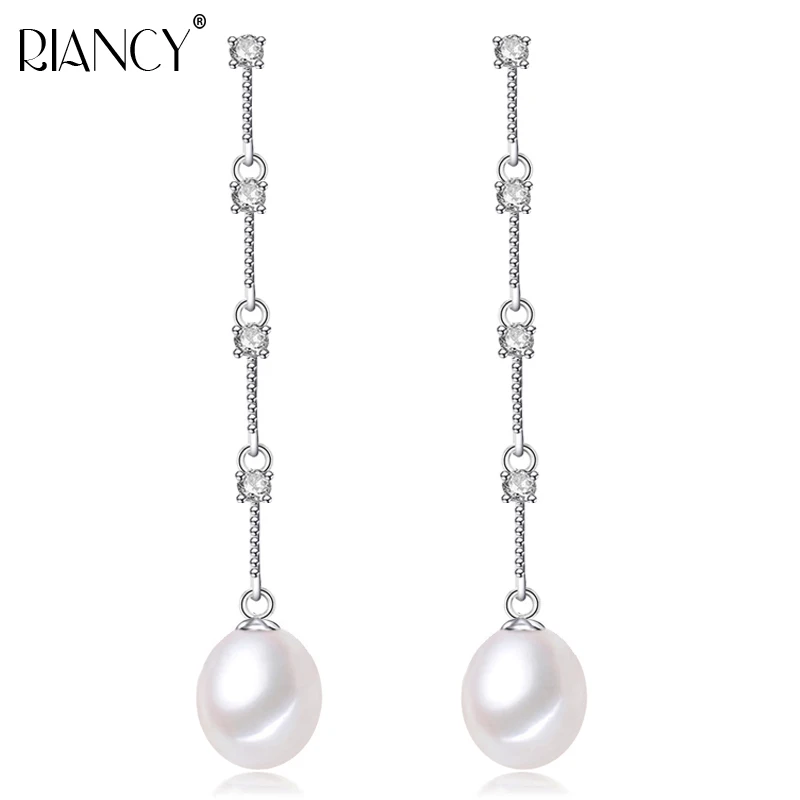 925 sterling silver jewelry real Natural freshwater long pearl earrings ethnic earrings wedding for women wedding gift