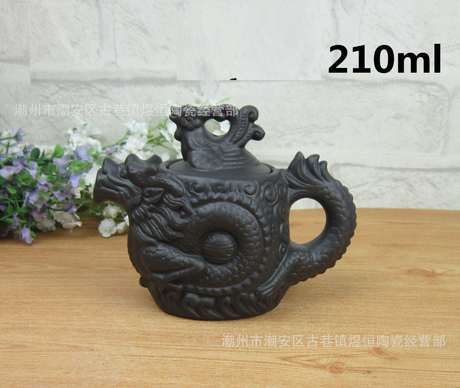Чайный набор кунг-фу китайский керамический чайник 210 мл 1 дракон Кунг-фу заварочный чайник+ 6 чашек набор китайский чайный сервиз маленькая емкость подарок