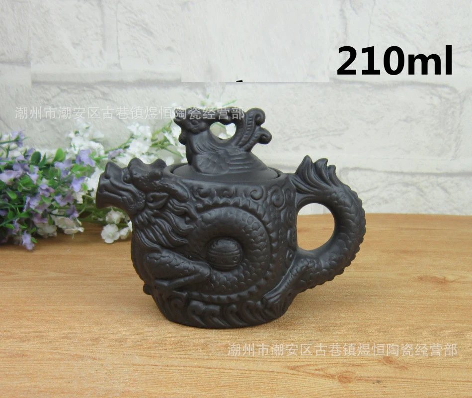 Kung Fu Tea Set Chinese Ceramic Teapot 210ml 1 Dragon Kungfu Tea Pot + 6 Cups Set Chinese Ceremony Small Capacity Gift