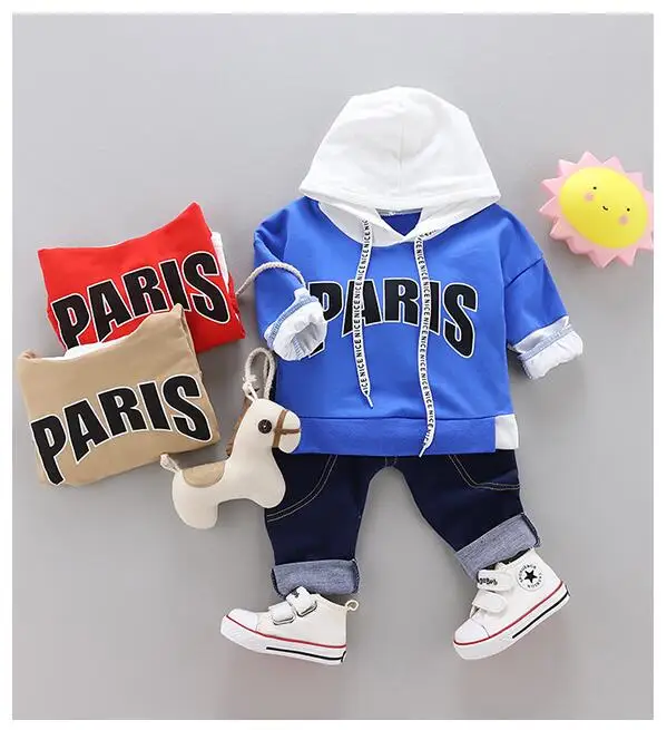 

ZWXLHH 2019 New Baby Boys Clothing Sets Toddler Infant Clothes Suits Hooded Letter T Shirt Pants Kids Children Casual Costume