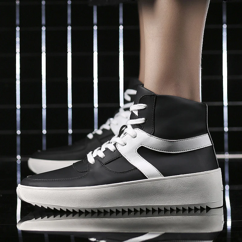 

2018 Winter New Style Men's Shoes Fashion Trend High-top Shoes Men's Students Leisure Black Shoes Young Fashion Shoes 5