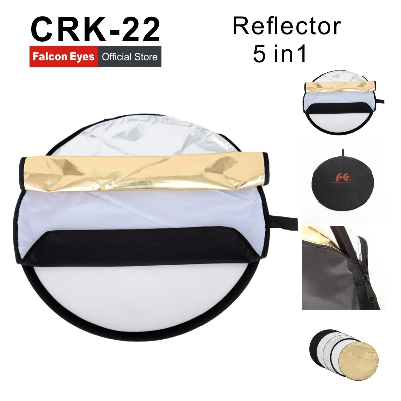 

Falconeye 56CM/22" 5 in 1 Round Reflector for Camera Photo Studio Retrato Collapsible Photography Accessories / Flash Reflector