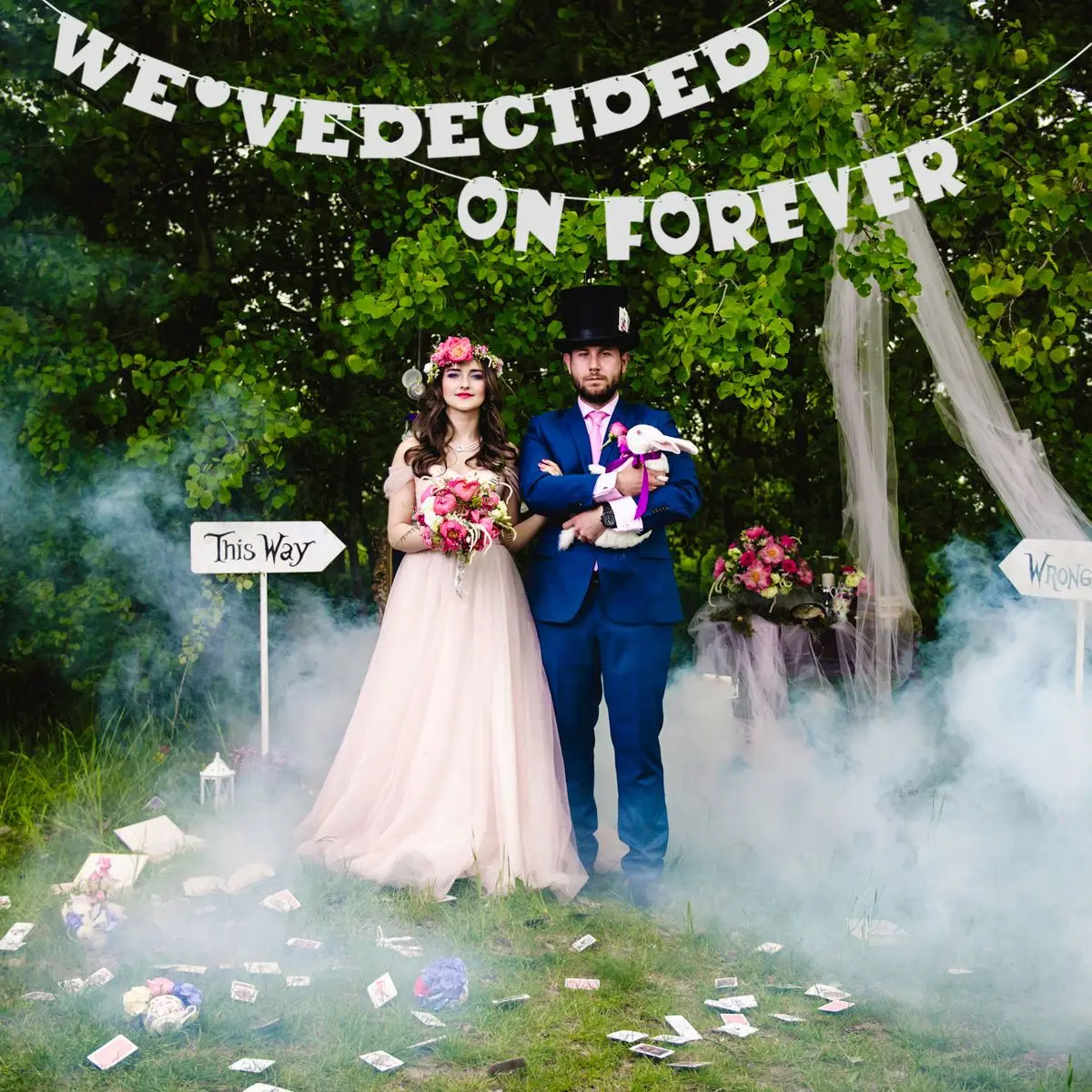 Только что женатые баннеры для помолвки, мы решали на FOREVER Signs винтажные флаги для банкетов фото стенд реквизит свадебные украшения